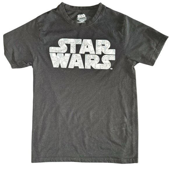 Retro Star Wars T Shirt Mens Medium Black Short Sleeve White Graphic Print - Picture 1 of 6